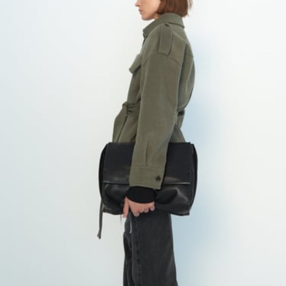 ZARA Tie Belt Wool Shacket